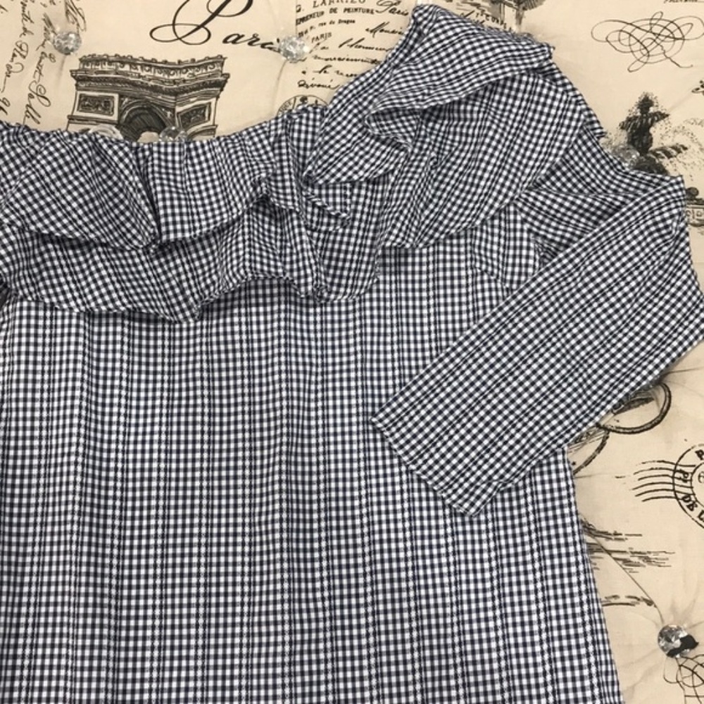 Adelyn Rae Gingham One-Shoulder Ruffle Dress - Picture 4 of 7